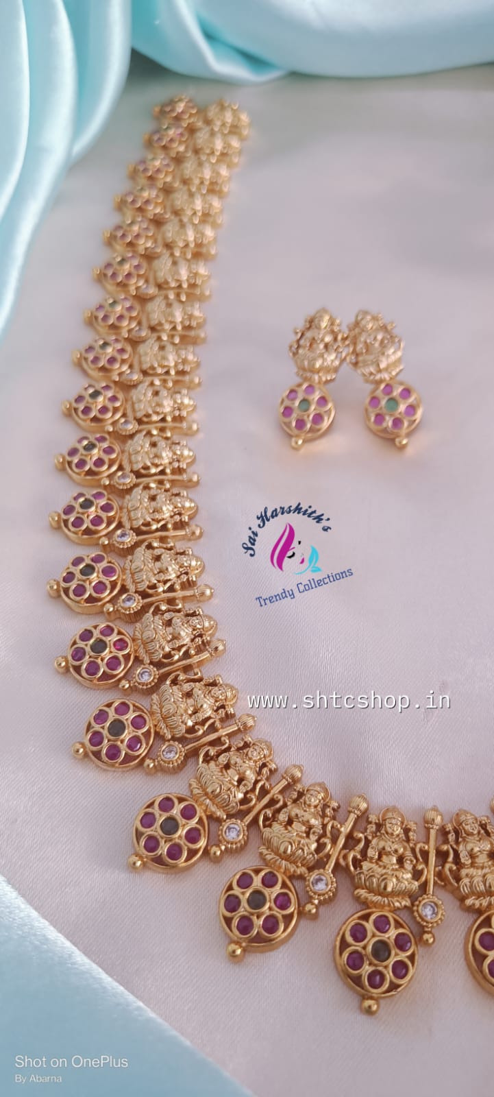 Matte Majesty: Lakshmi Haram with Kempu Stones - SHTC673 - Sai Harshith's Trendy Collections