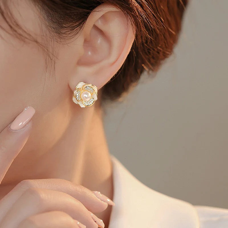 French Camellia Korean Earrings - KE518