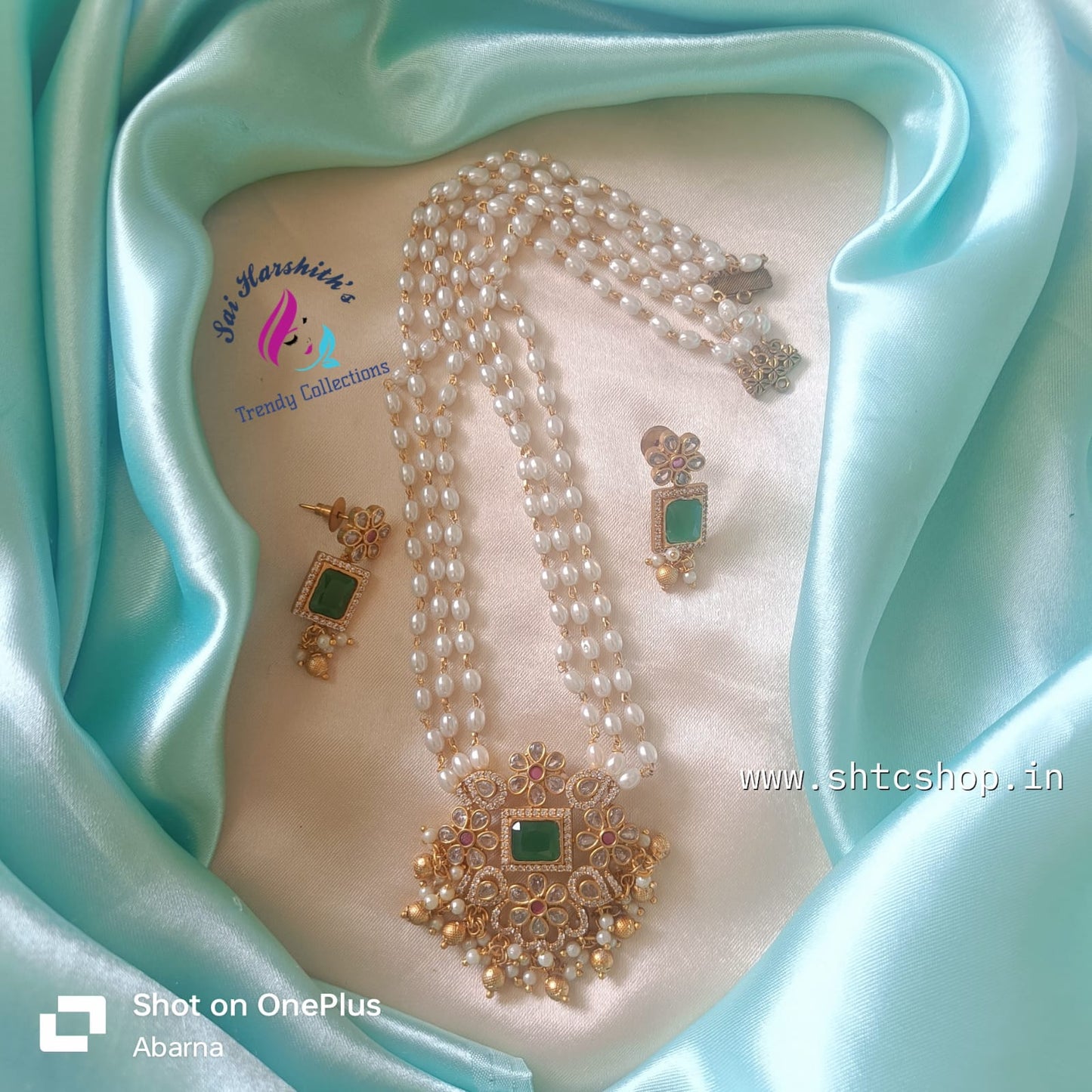 Semi Precious Pearls Mid length Necklace - SHTC722 - Sai Harshith's Trendy Collections