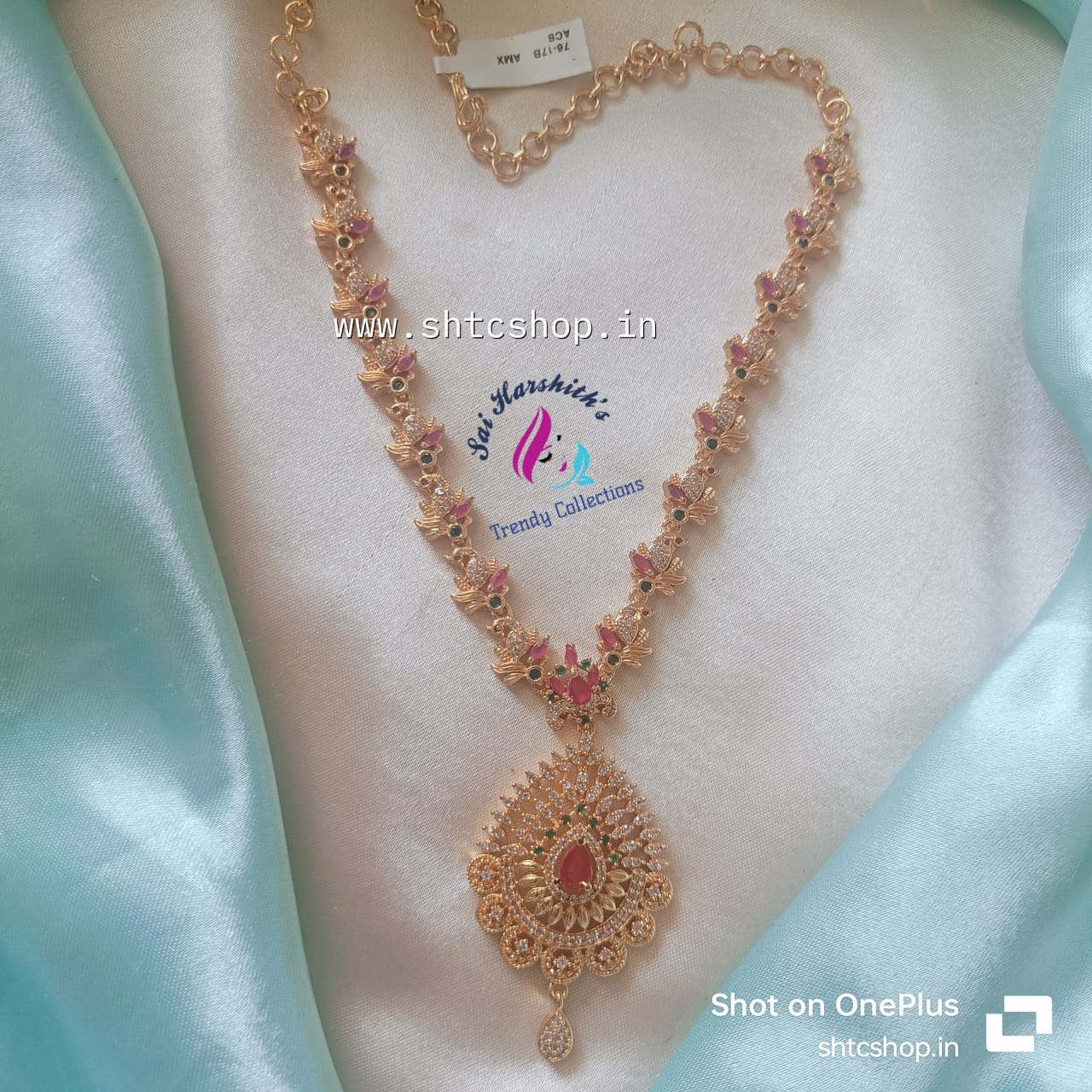 Gold Finish Cz Necklace - SHTC749 - Sai Harshith's Trendy Collections