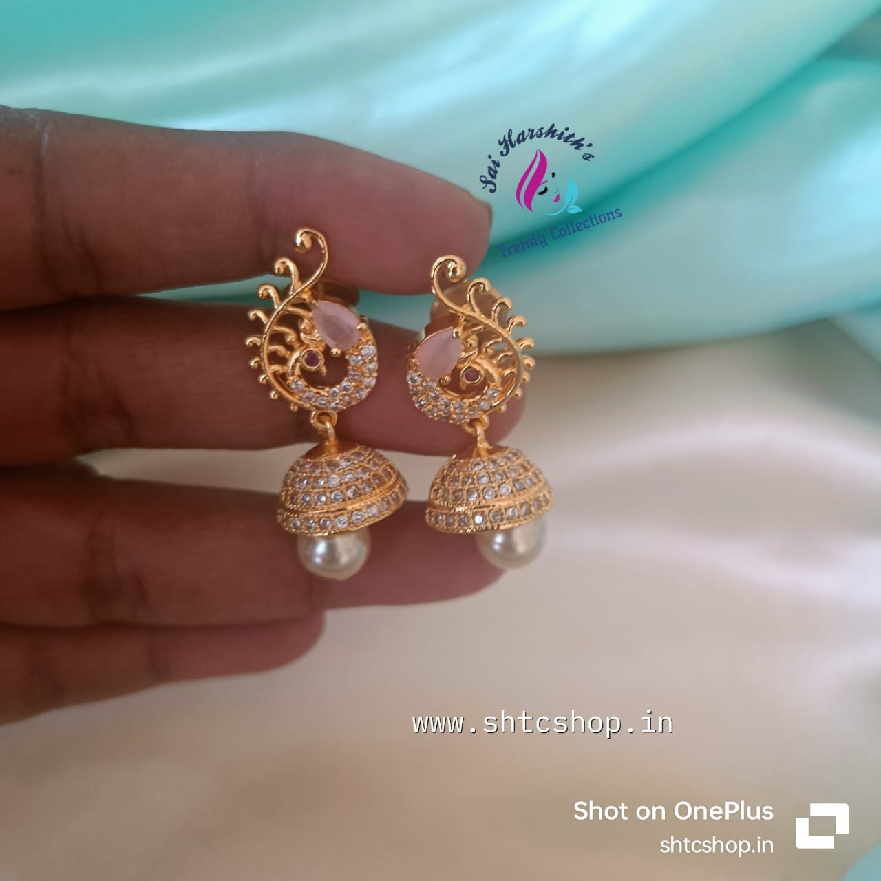 Cute Ad stone Jumkas - SHTC777 - Sai Harshith's Trendy Collections