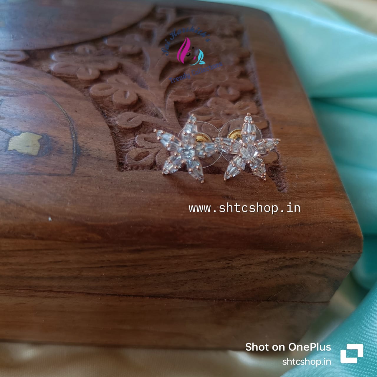 18 k Gold polished Zirconia Earrings (Drops) - SHTC792 - Sai Harshith's Trendy Collections