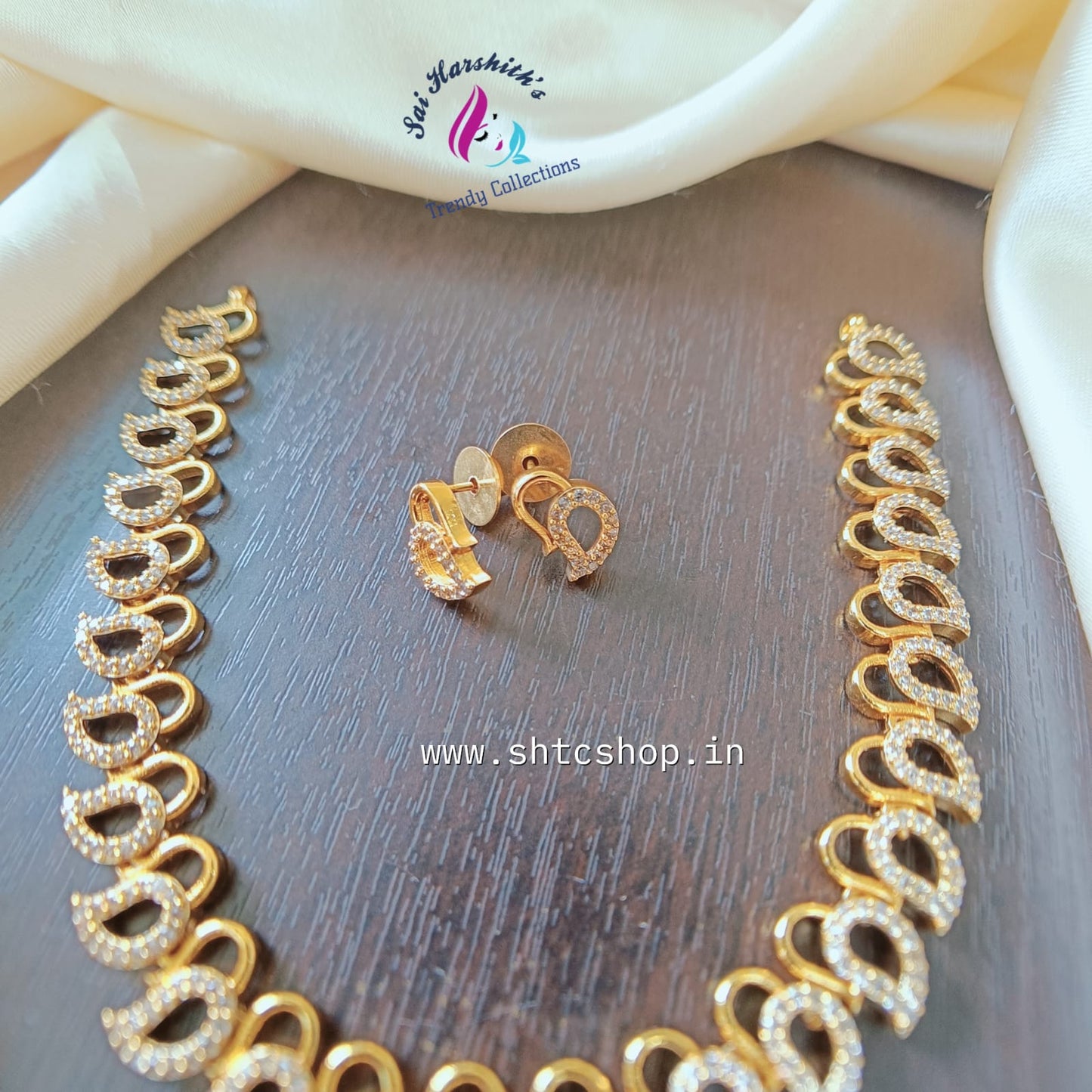 cz Matte Necklace - SHTC801 - Sai Harshith's Trendy Collections
