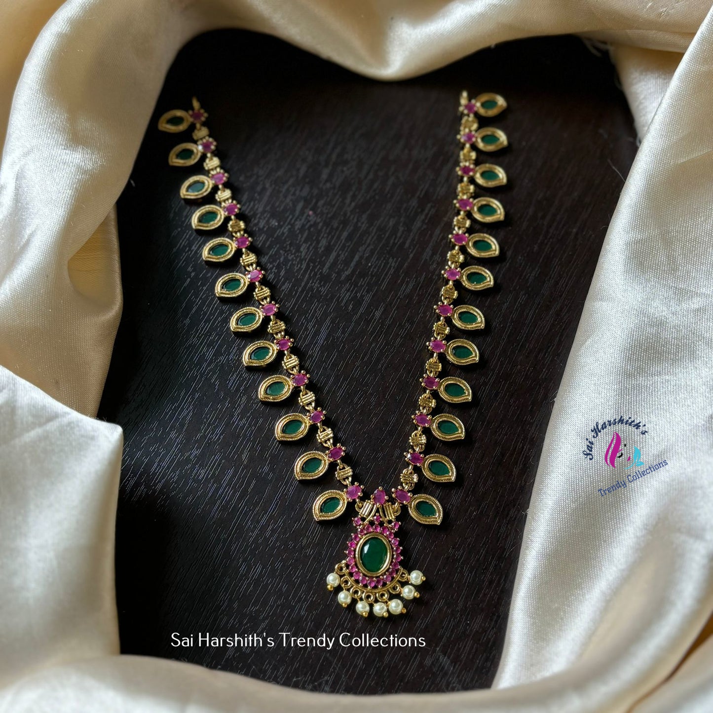 Matte Finish Palaka Necklace - SHTC878 - Sai Harshith's Trendy Collections