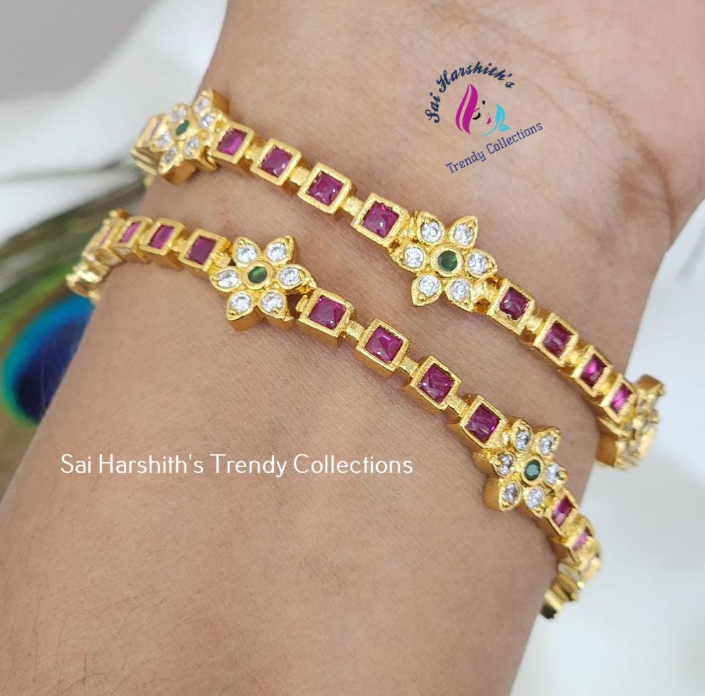 Kempu Stones Bangles - SHTC887 - Sai Harshith's Trendy Collections