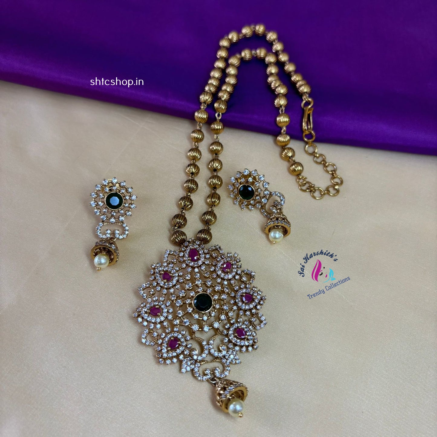 Gooseberry Chain with Matte Finish Pendant set - SHTC921 - Sai Harshith's Trendy Collections