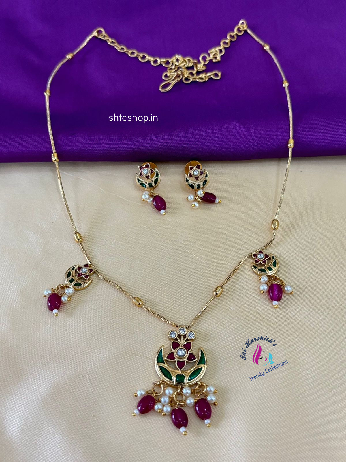 Stylish Lightweight Matte Finish Necklace Set - SHTC922 - Sai Harshith's Trendy Collections