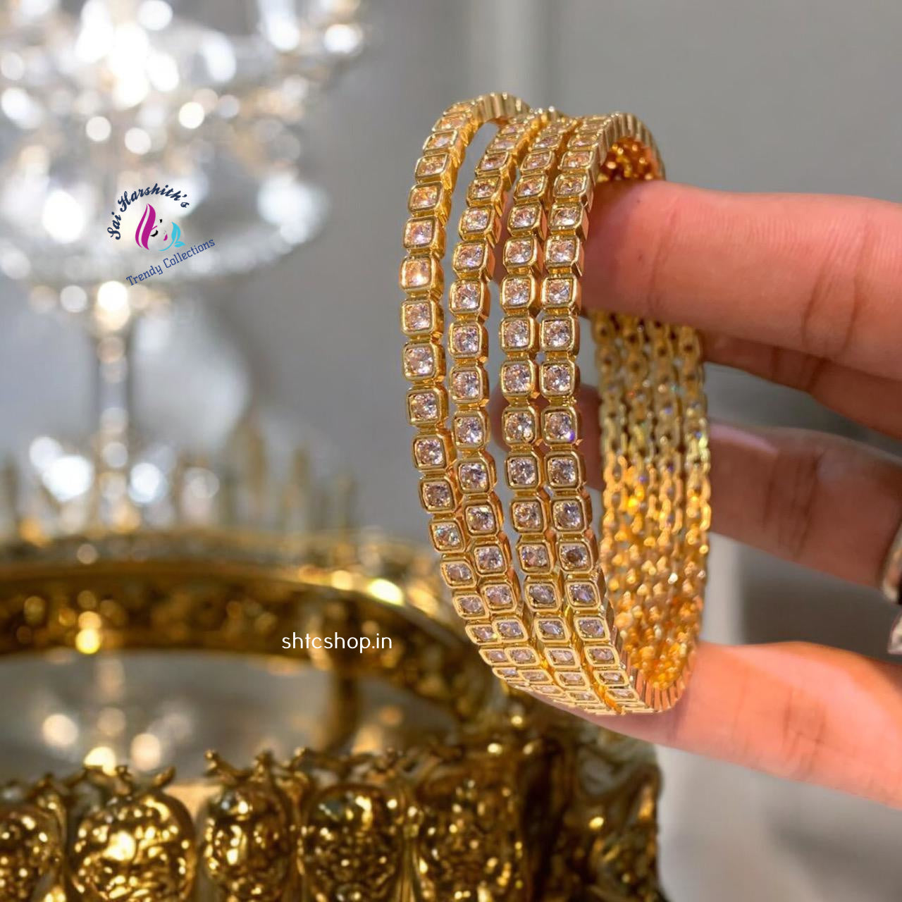 Premium AD Stone Bangles (Set of 4) - SHTC927 - Sai Harshith's Trendy Collections