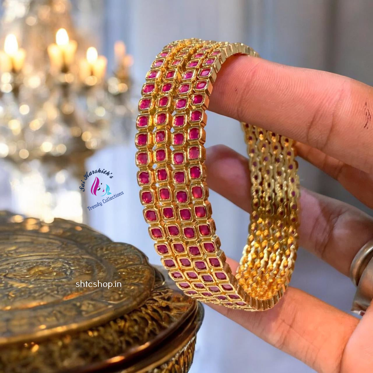 Premium AD Stone Bangles (Set of 4) - SHTC928 - Sai Harshith's Trendy Collections