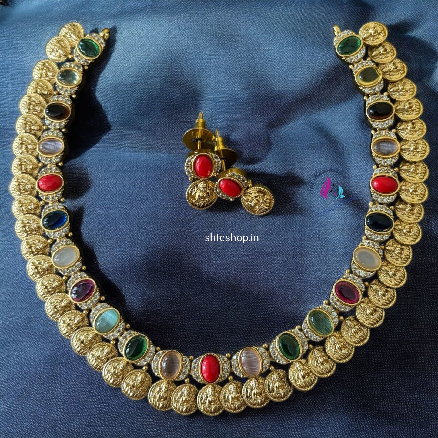 Navarathna Coin Necklace - SHTC937 - Sai Harshith's Trendy Collections