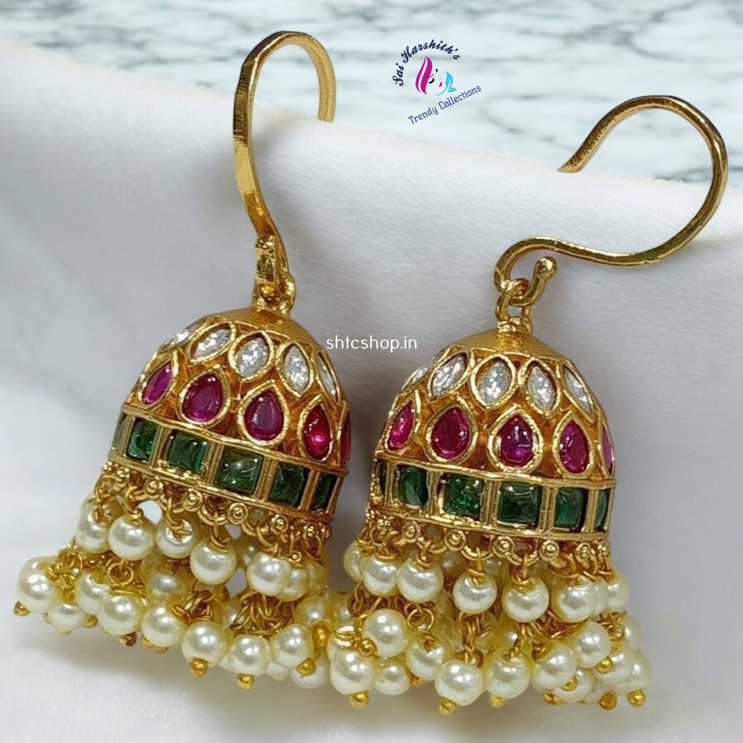 Kempu stone Jumkas - SHTC9 - Sai Harshith's Trendy Collections