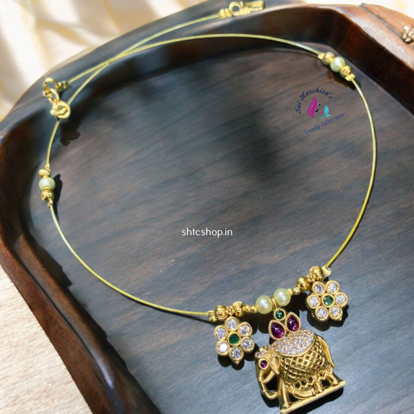 New Trendy invisible Kempu stone Necklace - SHTC975 - Sai Harshith's Trendy Collections