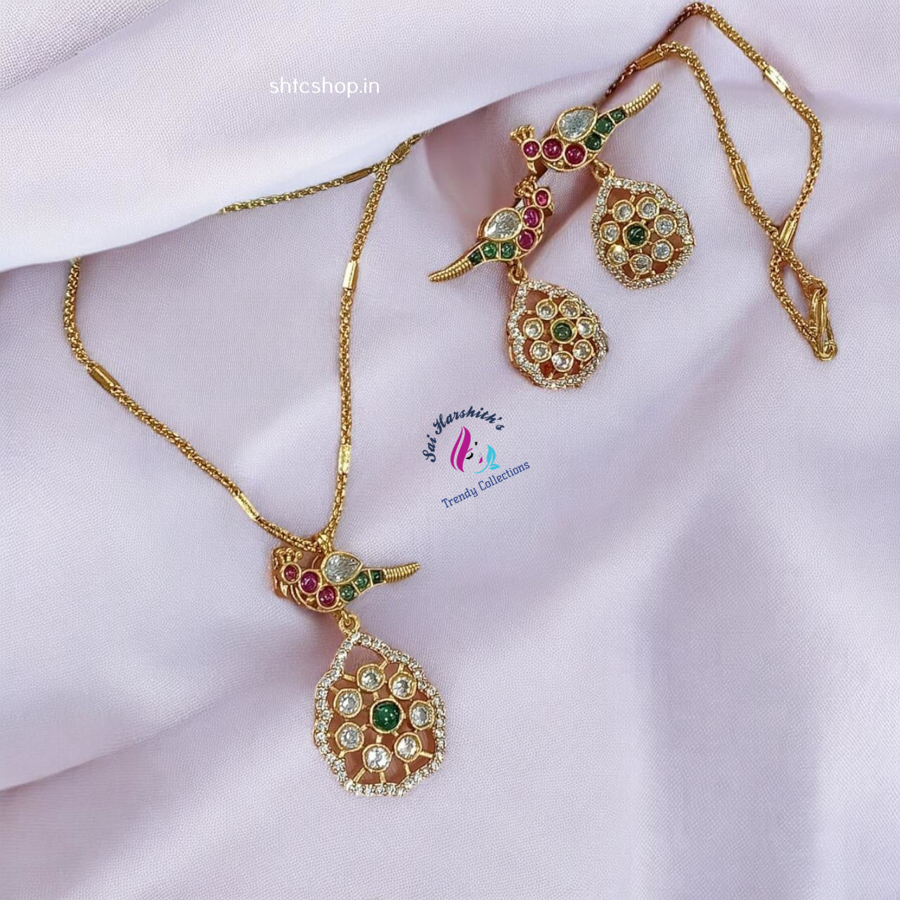 Cute Short Matte Finish Kempu Pendant set with Chain - SHTC976 - Sai Harshith's Trendy Collections