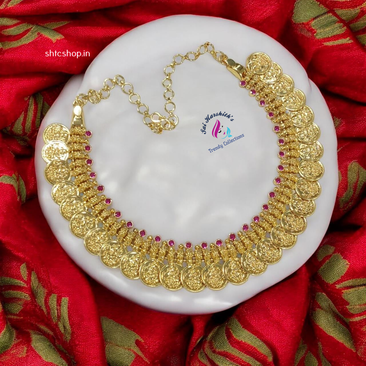 1GM Gold Polished Coin Necklace - SHTC982 - Sai Harshith's Trendy Collections