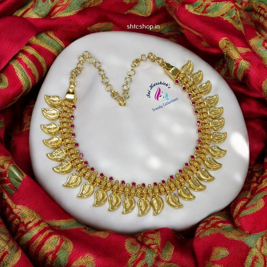 1Gm Gold finish Leaf Necklace - SHTC984 - Sai Harshith's Trendy Collections