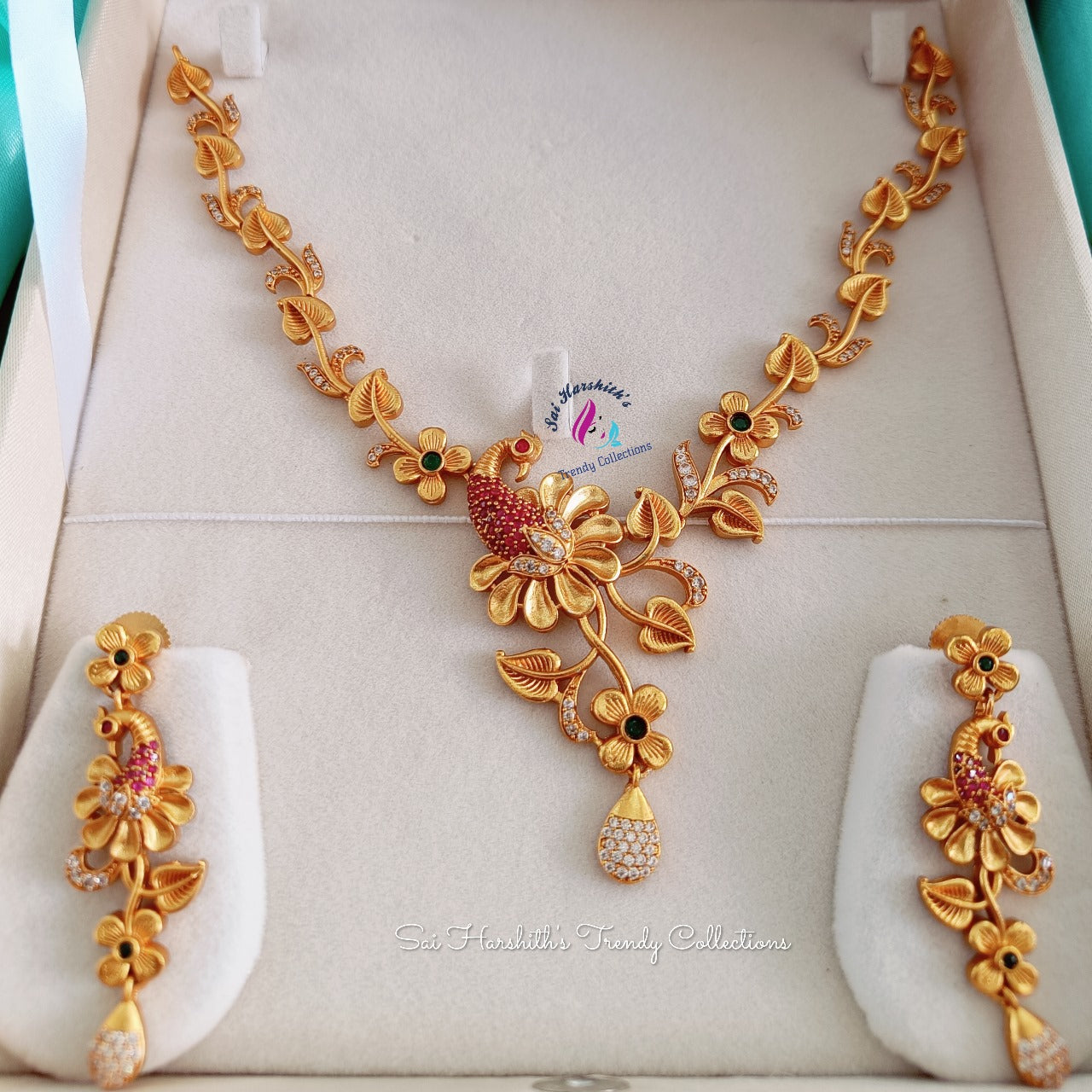 Cz Matte Necklace - SHTC395 - Sai Harshith's Trendy Collections