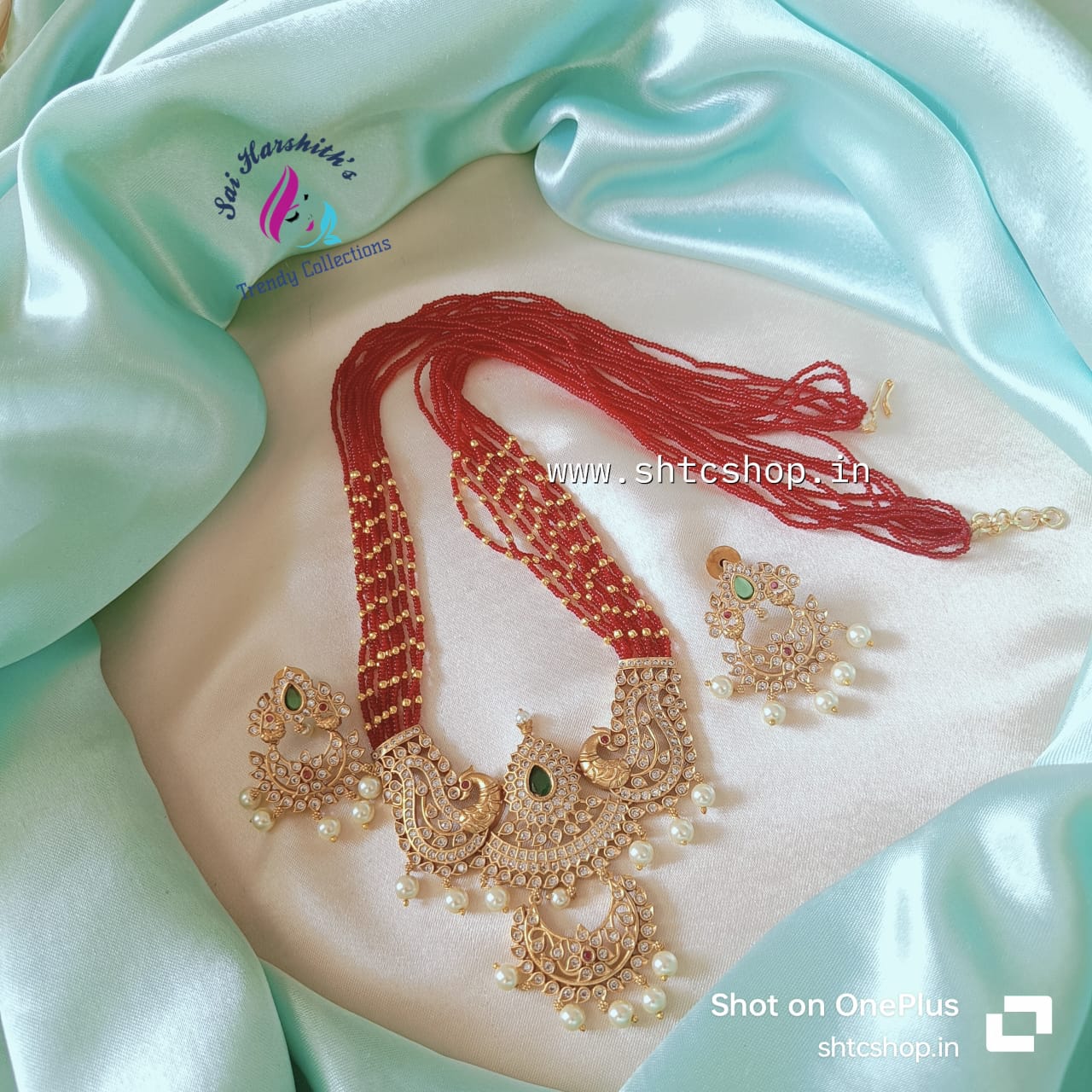 Long beaded chain with Matte Pendant - SHTC718 - Sai Harshith's Trendy Collections