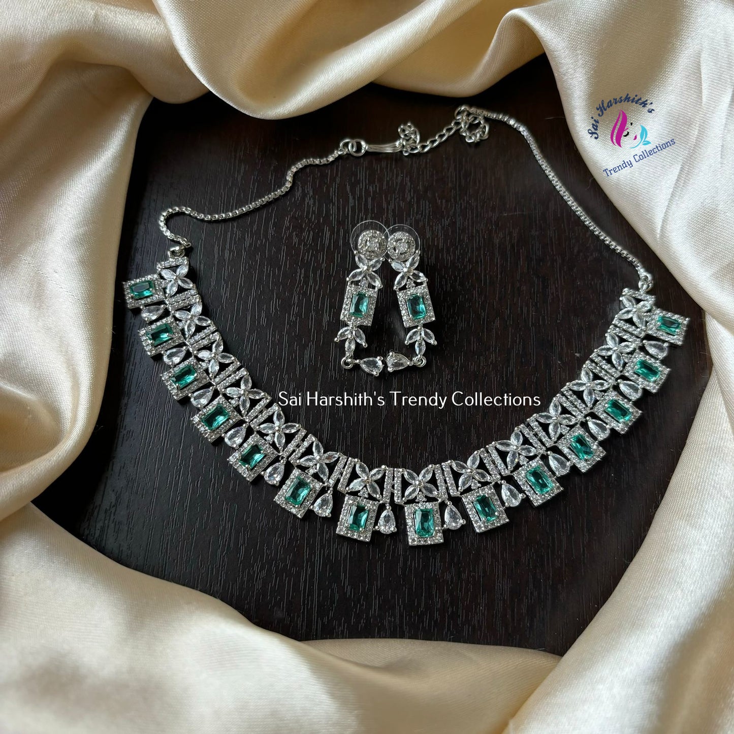 Glamour Elite CZ Brilliance Necklace Ensemble - SHTC640 - Sai Harshith's Trendy Collections