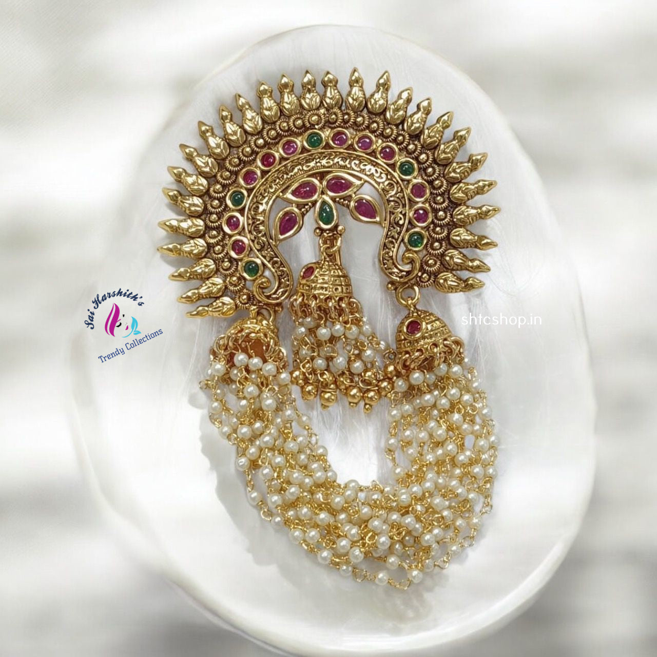 Matte Finish Jadabilla with Kempu Stones and without images - SHTC918 - Sai Harshith's Trendy Collections