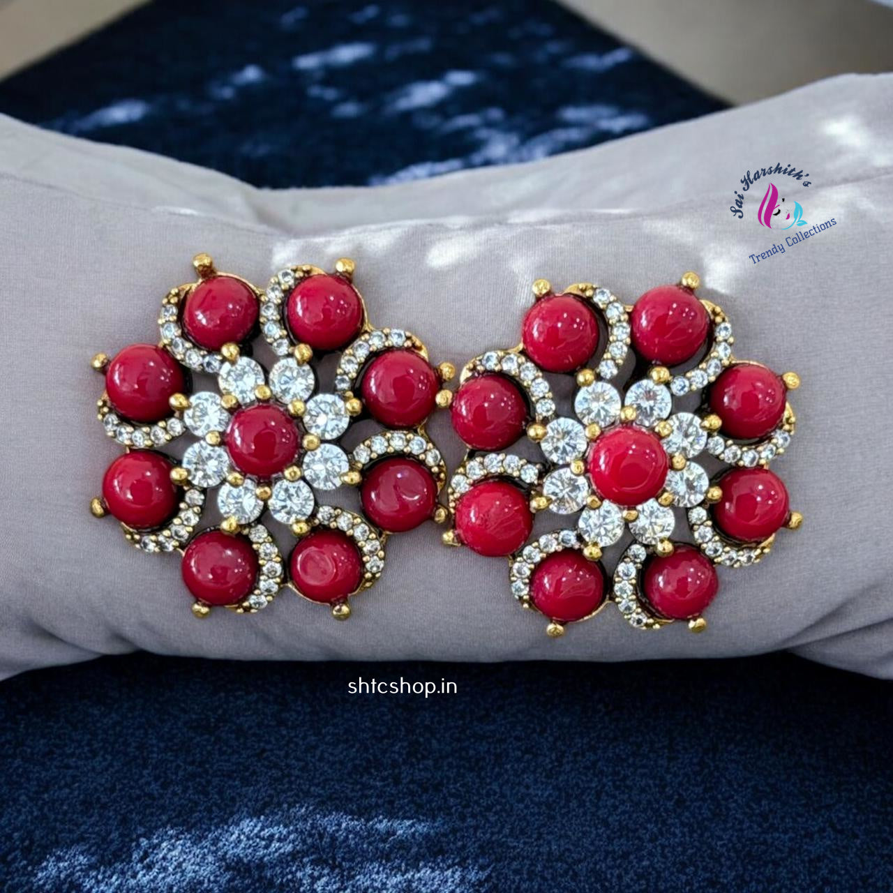 Coral Stone Stud (Push Back) - SHTC896 - Sai Harshith's Trendy Collections