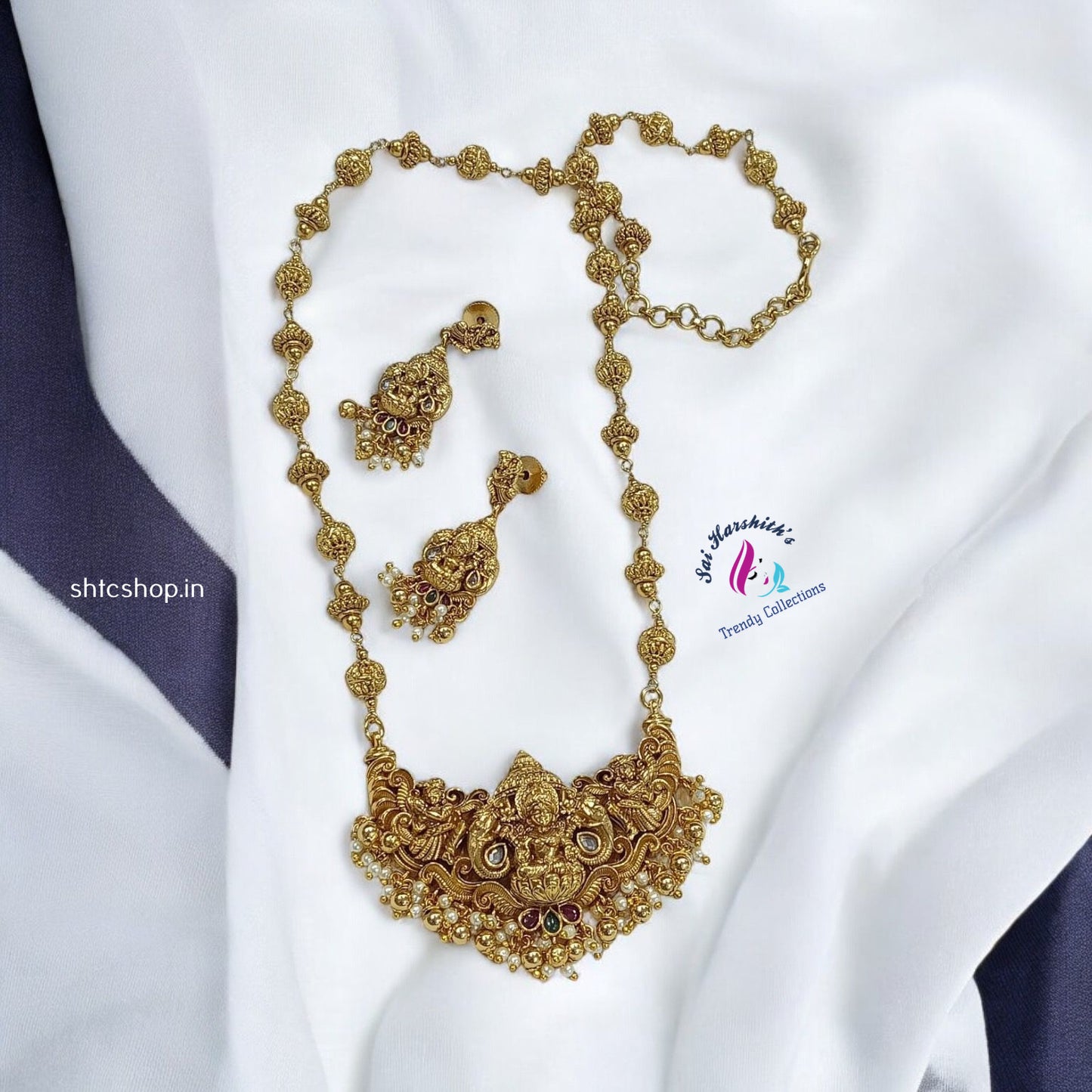 Matte finish long Gooseberry chain with Lakshmi - SHTC925 - Sai Harshith's Trendy Collections