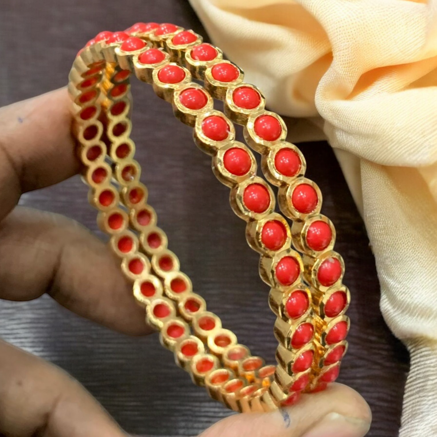 Coral Brass Bangles - SHTC974 - Sai Harshith's Trendy Collections