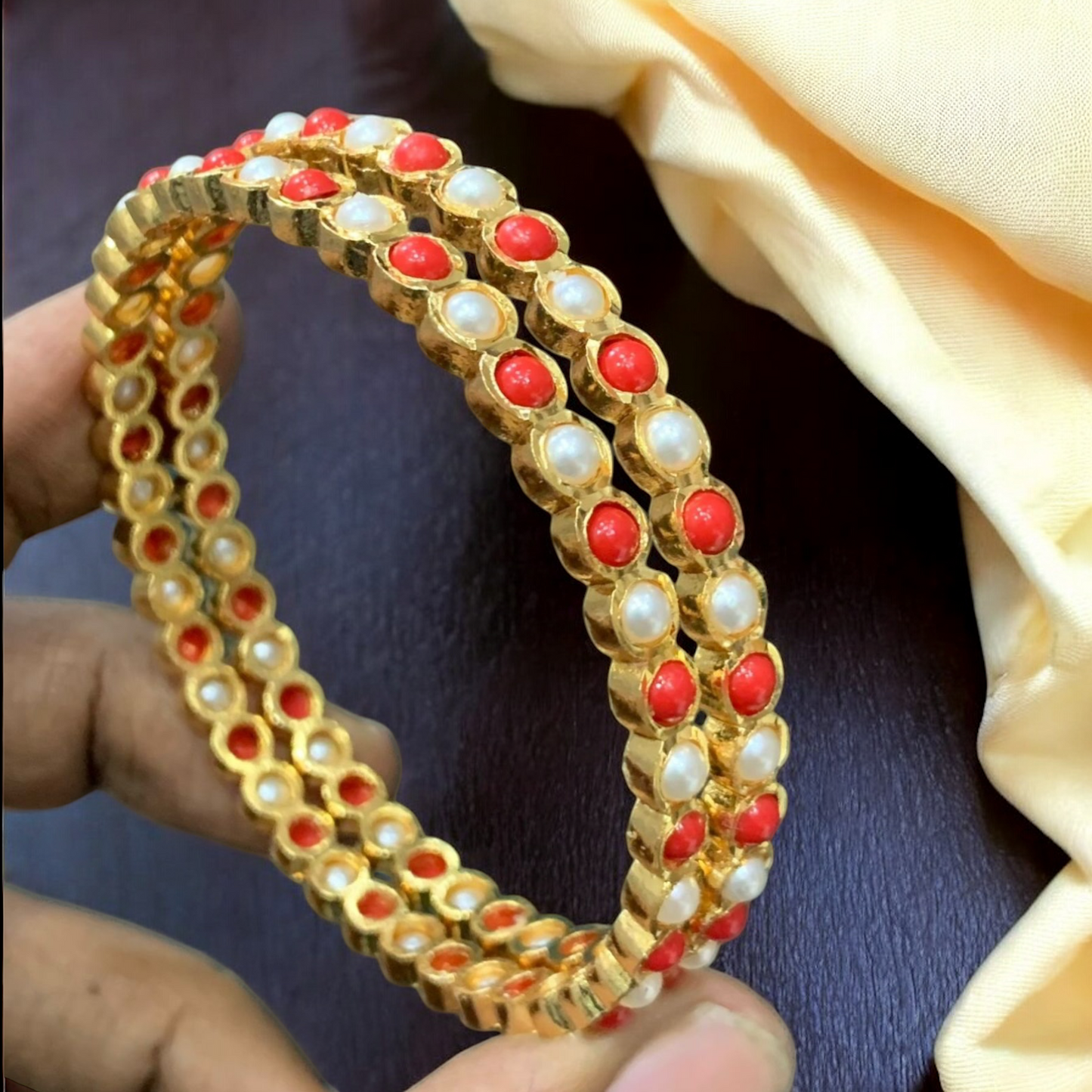 Coral & Pearl Bangles - SHTC973 - Sai Harshith's Trendy Collections