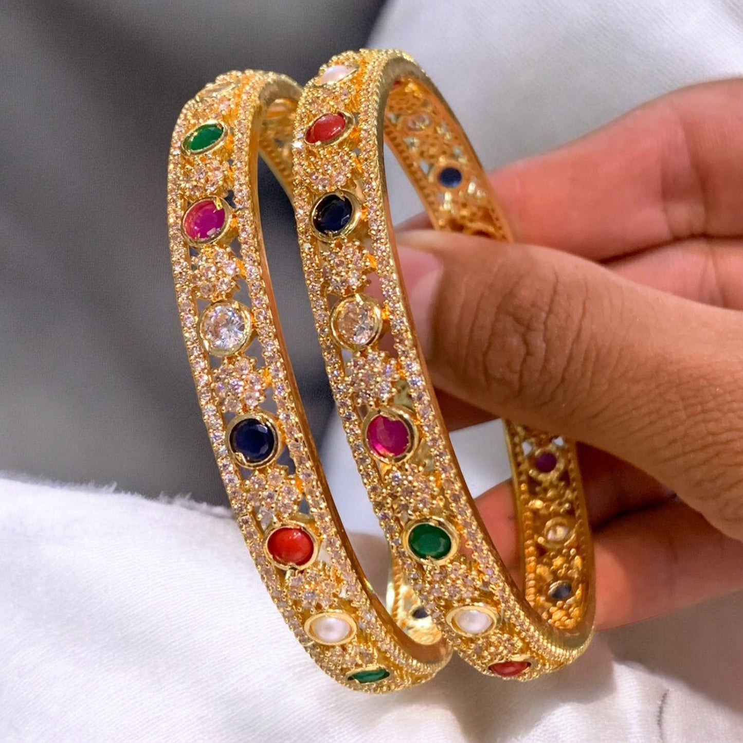 Navarathna Stone Bangles - SHTC1008 - Sai Harshith's Trendy Collections