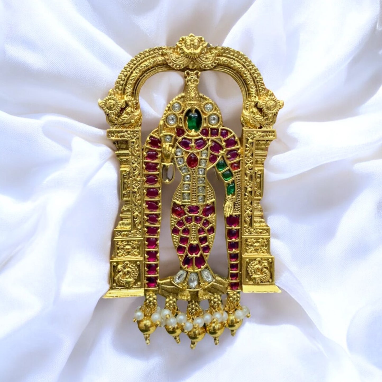 Kempu Stone Meenakshi Amman Pendant - SHTC1012 - Sai Harshith's Trendy Collections