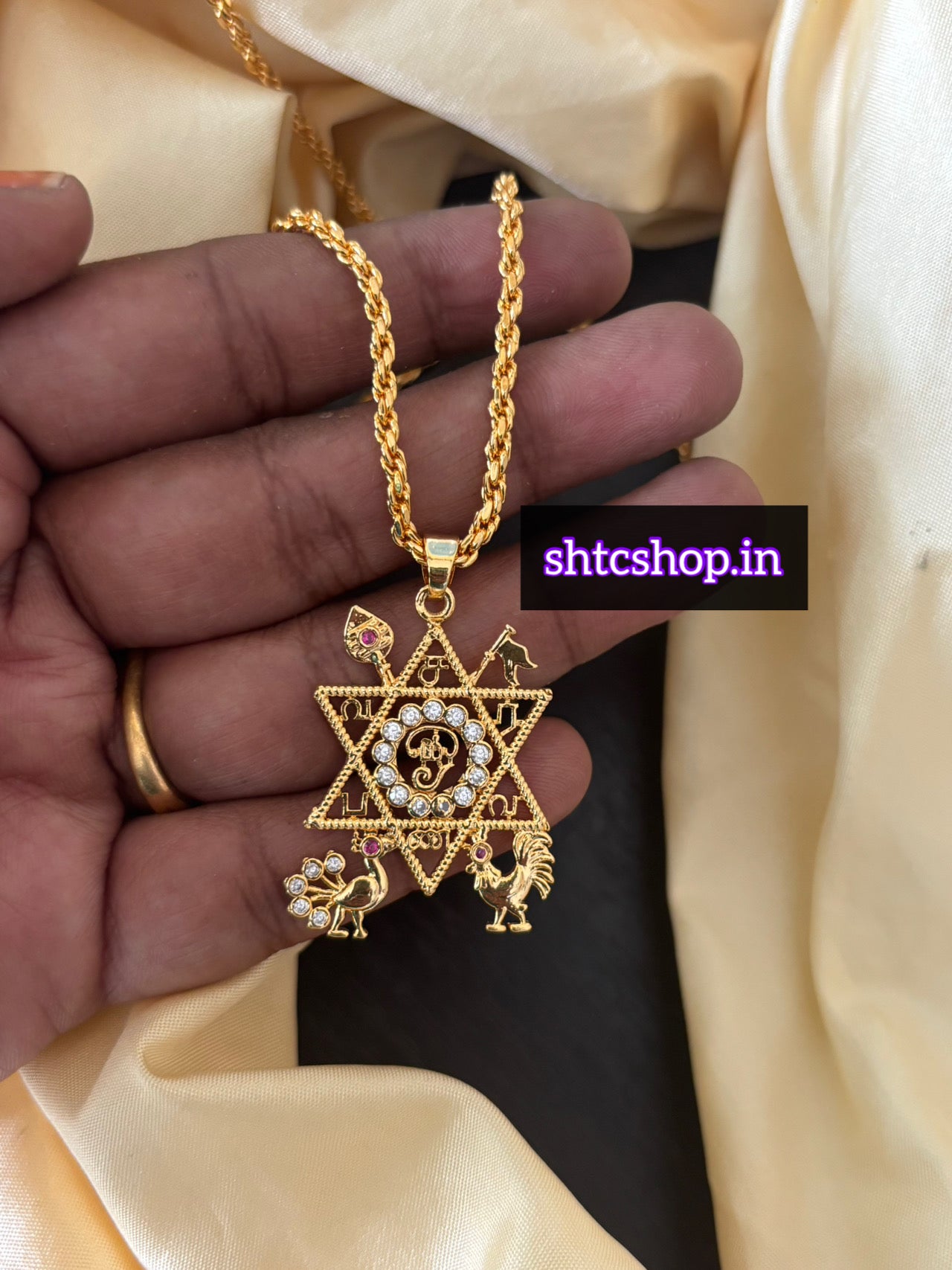 Gold Replica design Saravana Bhava / Shatkona Pendent - SHTC1301