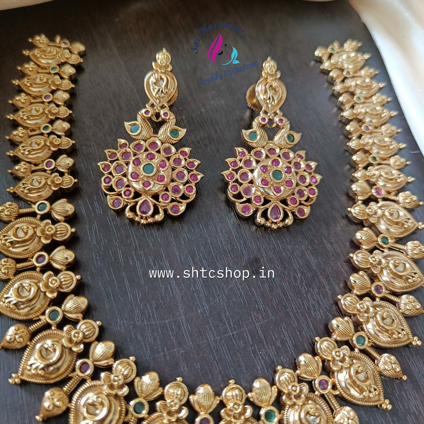 Matte finish Jewelry set without Goddess image - SHTC811 - Sai Harshith's Trendy Collections