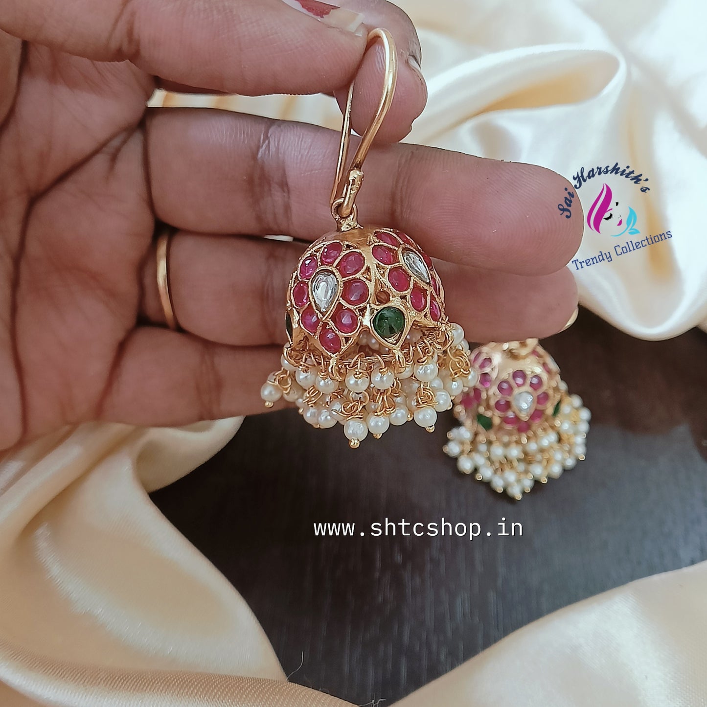 Kempu stone Jumkas - SHTC819 - Sai Harshith's Trendy Collections