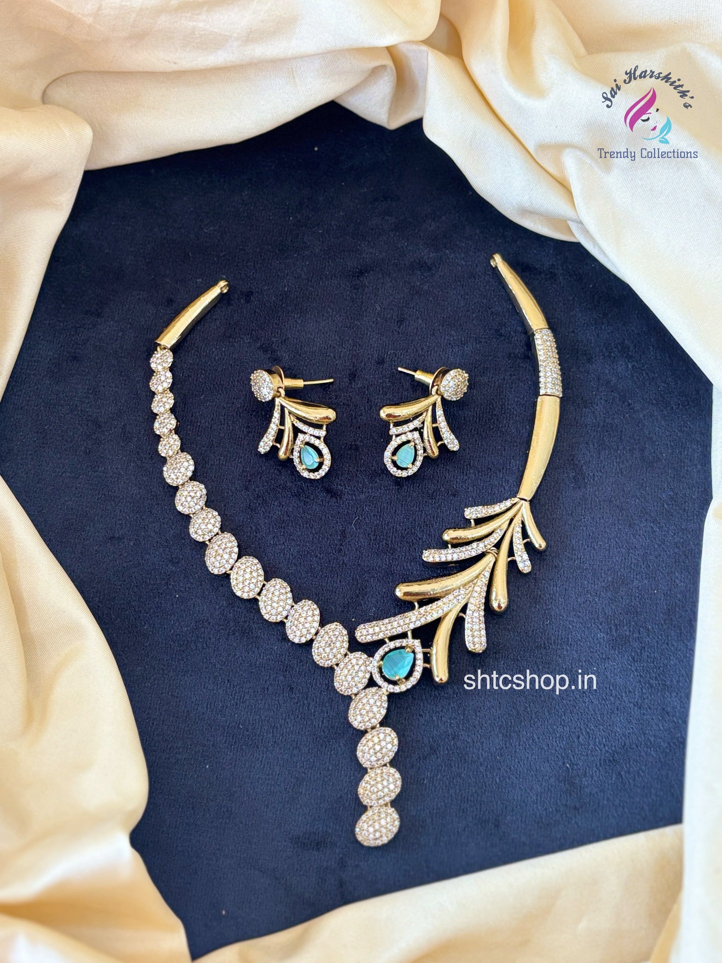 Matte Finish AD Stone Necklace - SHTC1048