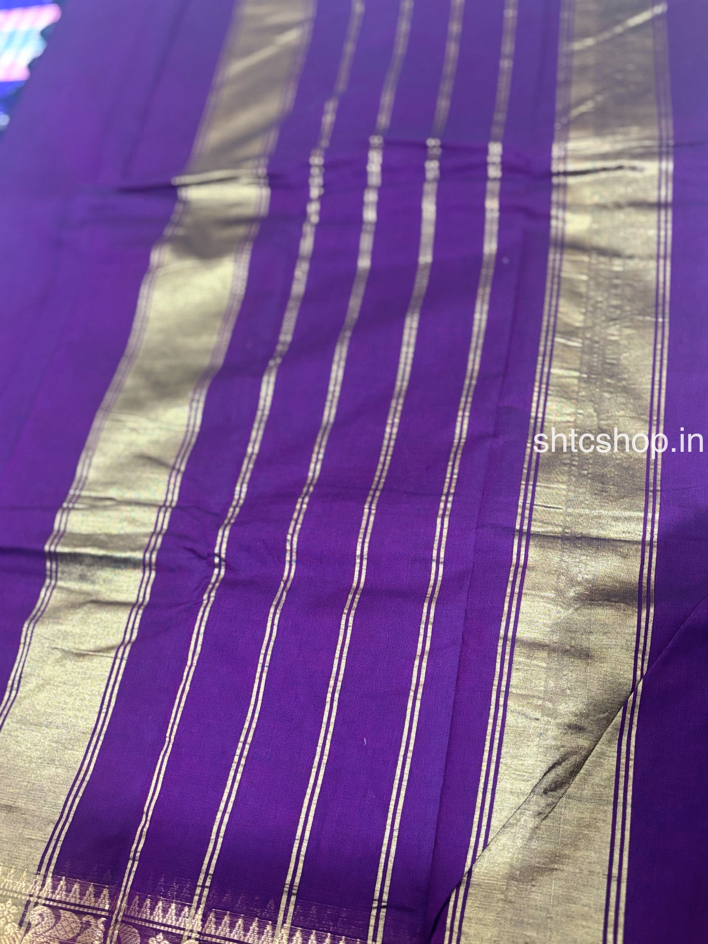 100 Count Dark Magenta/Wine Kanchi Cotton Saree with Golden Floral Zari Border and Running Blouse