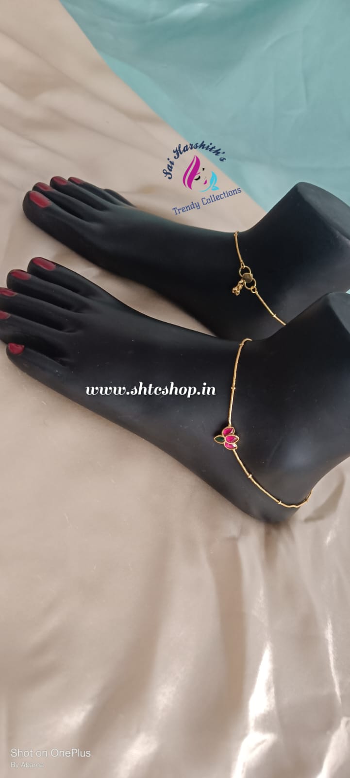 Matte Finish Kempu Anklet - SHTC608 - Sai Harshith's Trendy Collections