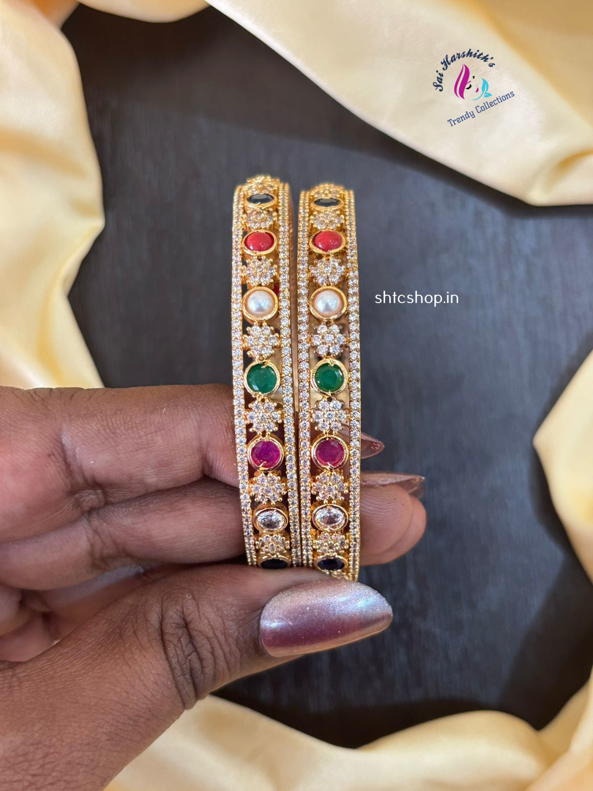 Navarathna Stone Bangles - SHTC1008