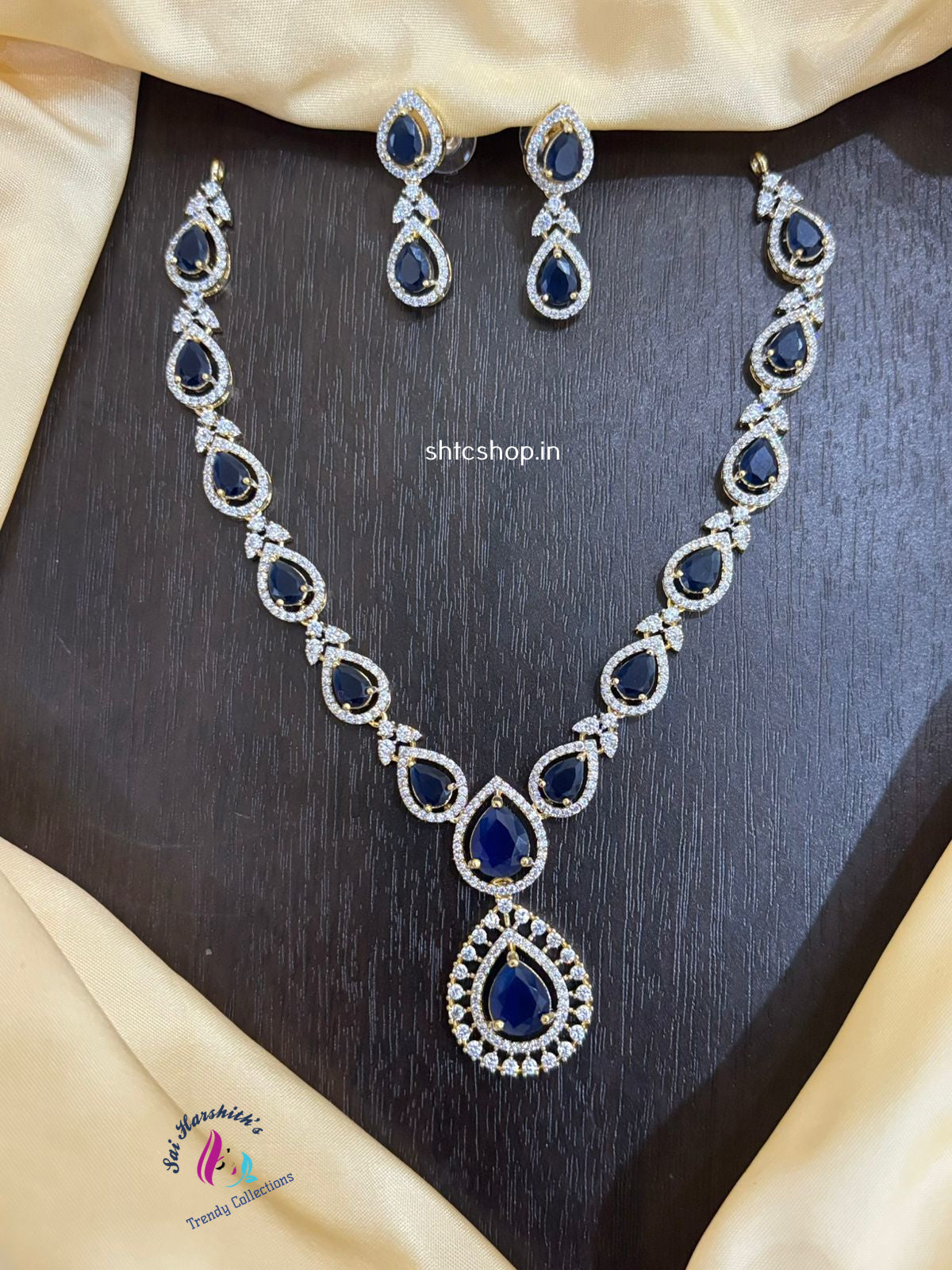 Princess Look Blue Diamond look alike Necklace - SHTC1017