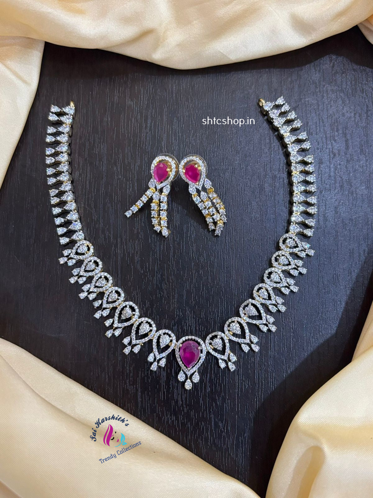 Zirconia Necklace set - SHTC1018 - Sai Harshith's Trendy Collections