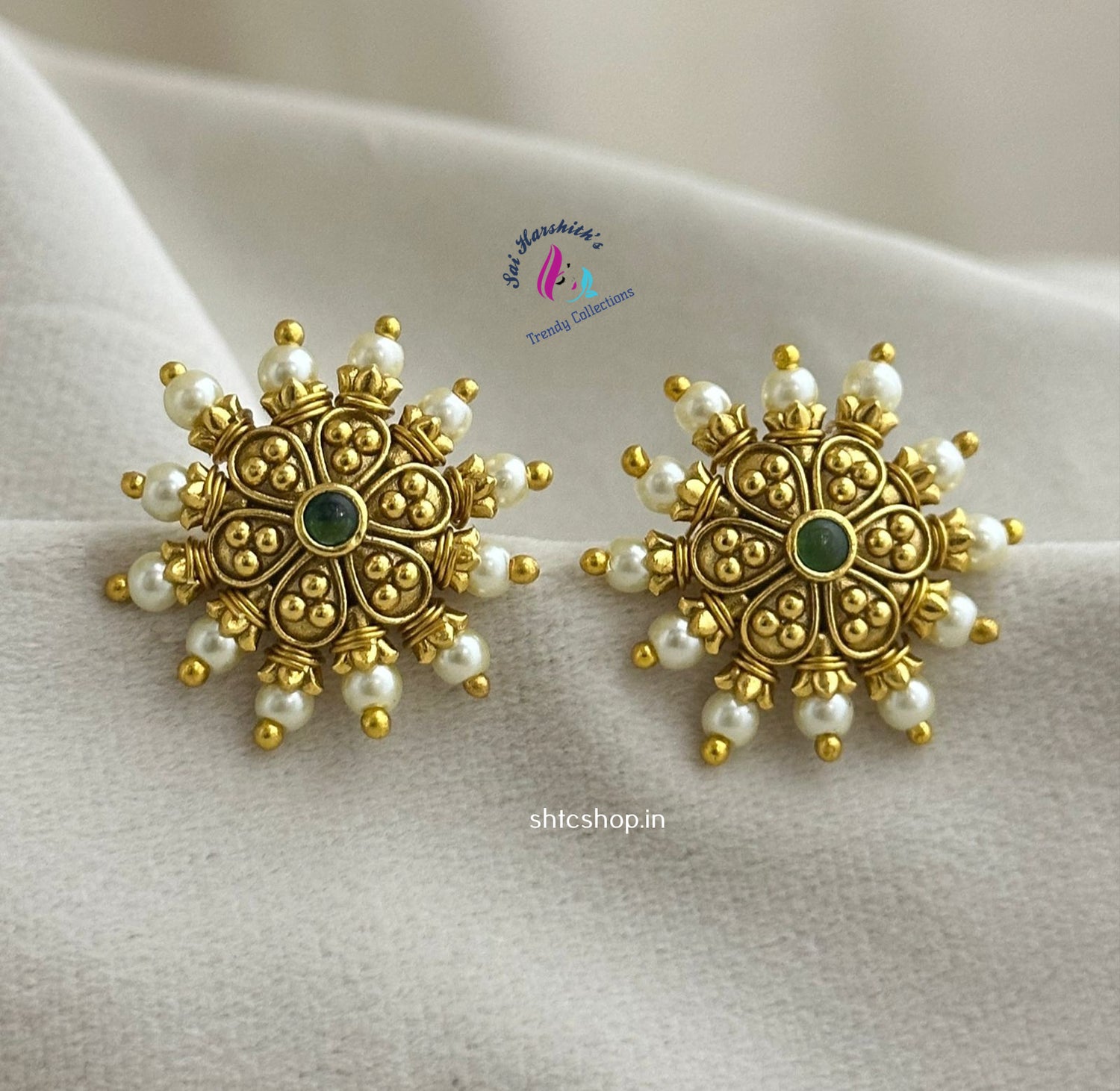 Gold Replica Kempu Earrings - SHTC1026 - Sai Harshith's Trendy Collections