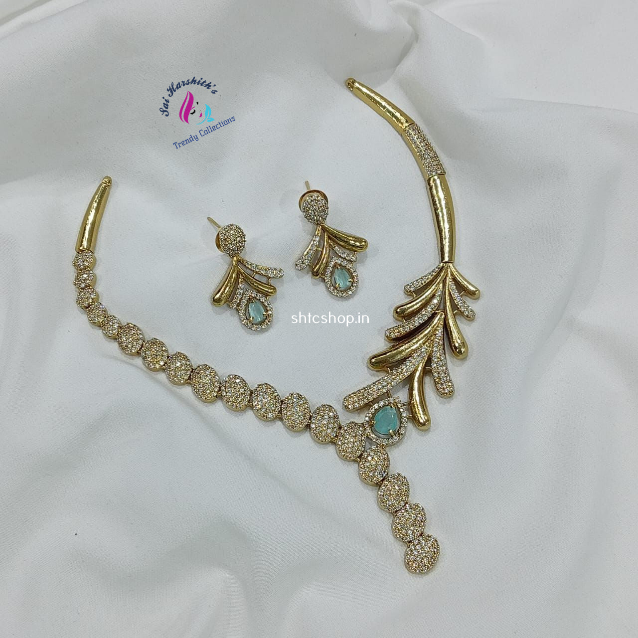 Matte Finish AD Stone Necklace - SHTC1048