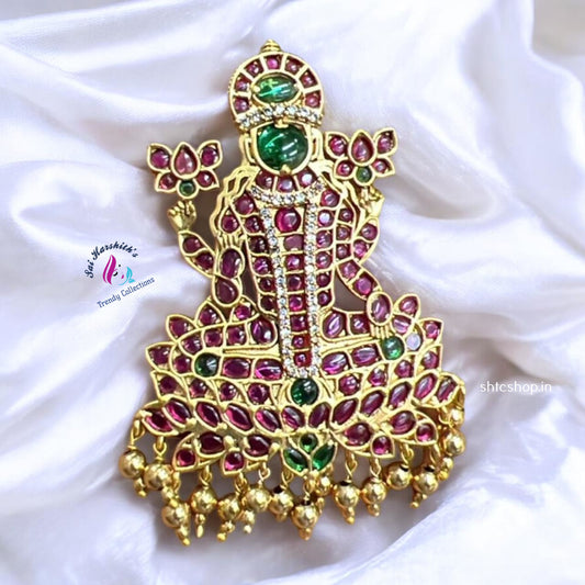 Kempu Stone Matte Finish Lakshmi Devi Pendant - SHTC1058