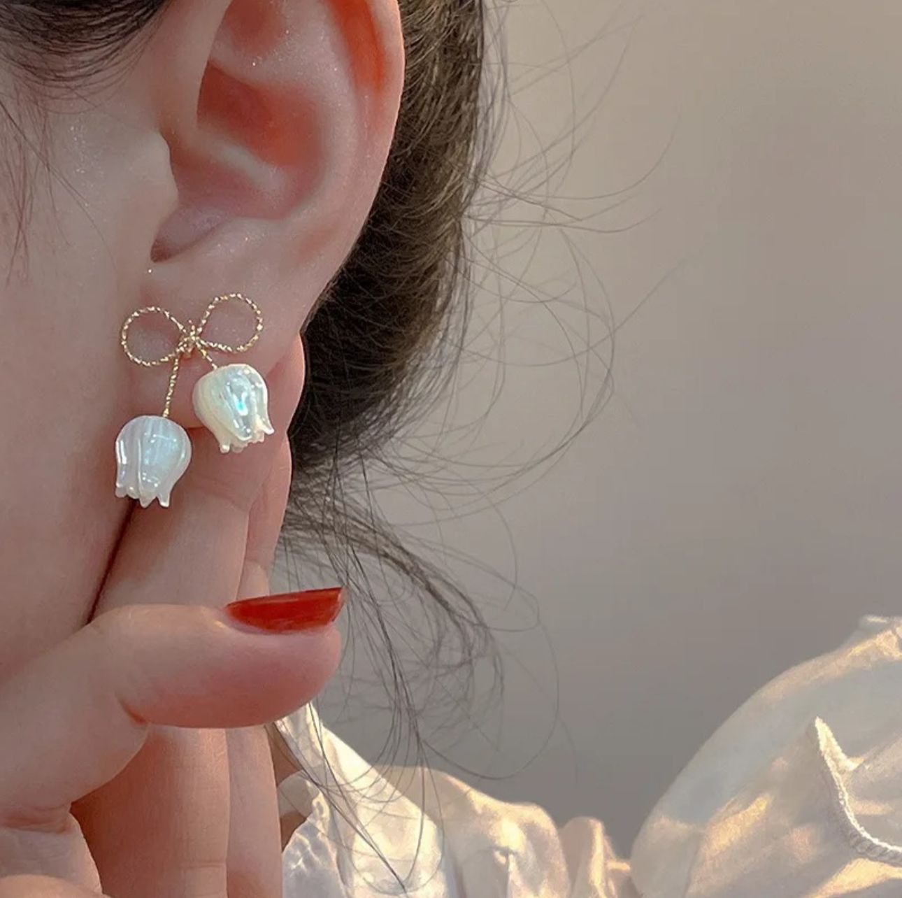 Cute Tulip & Bow Stud earrings - KE109