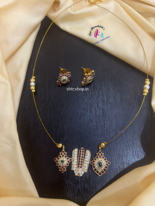 Invisible Necklace set with venkatachalapathi / Perumal Pendant - SHTC1101