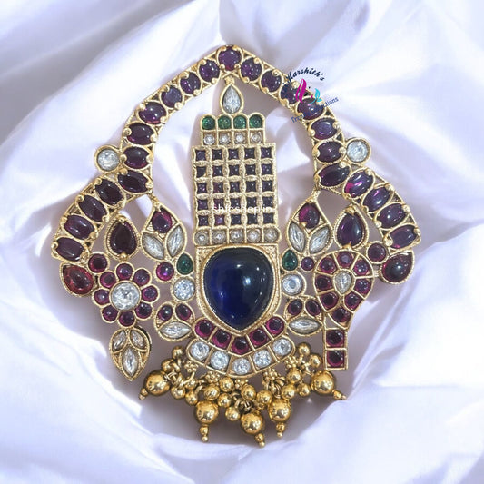 Venkatachalapathi / Perumal Pendant with Kempu Stones - SHTC1112