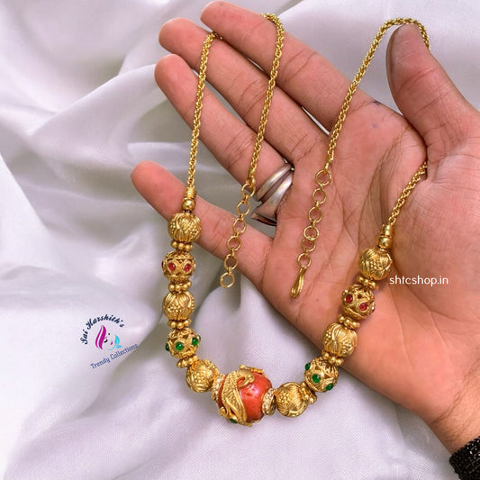 Gooseberry Necklace with Kempu Stones - SHTC1160