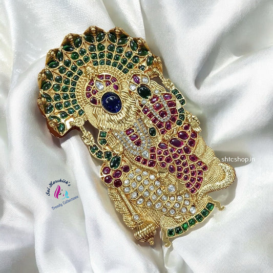 Kempu Stone Lakshmi Narasimha Pendant - SHTC1162