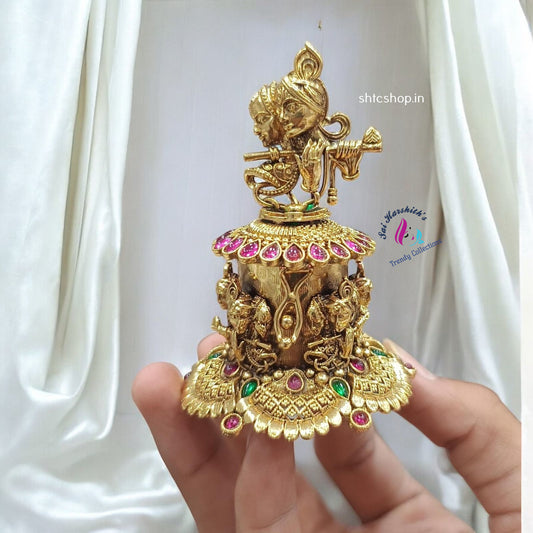 Matte Finish Kumkum Box with Radha Krishna - SHTC1238