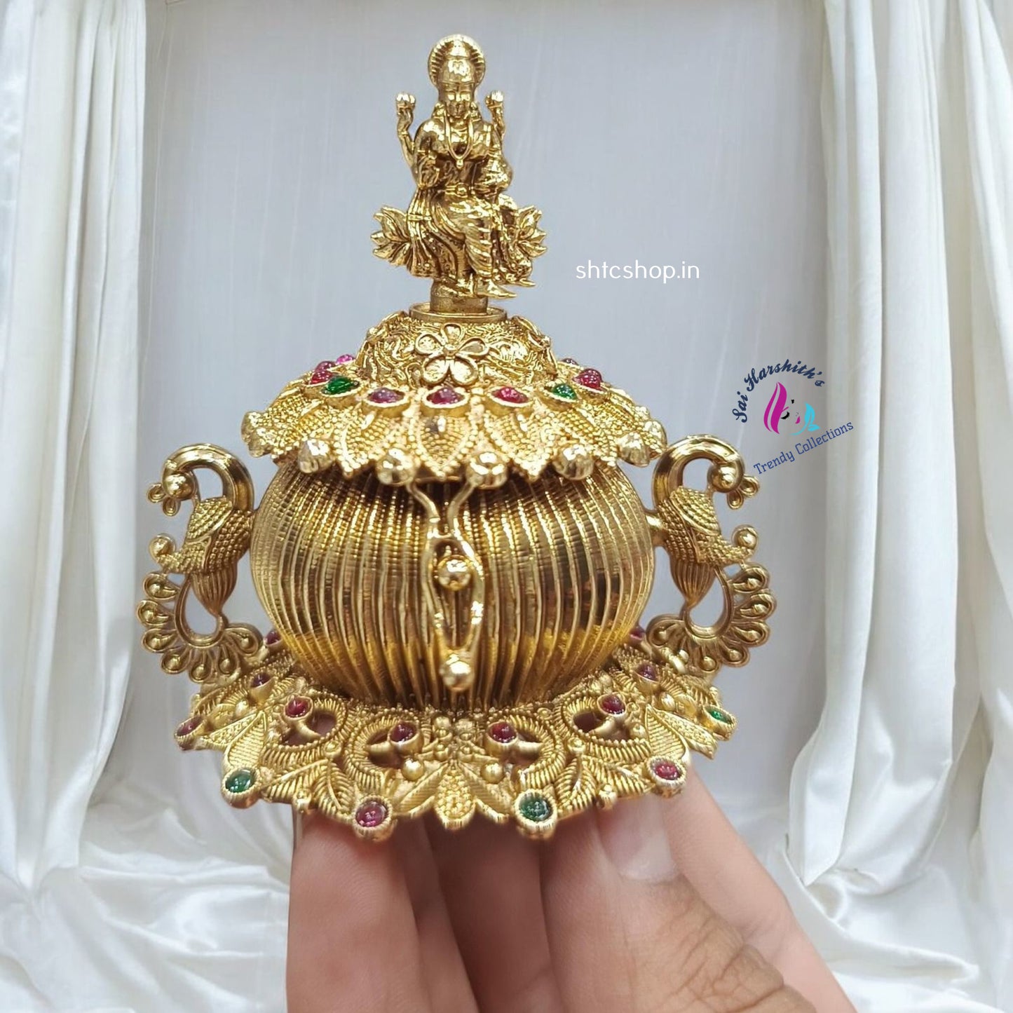 Matte Finish Kumkum box with Lakshmi - SHTC1243