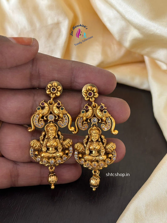 Temple Earrings with AD & Kempu Stones - SHTC1270