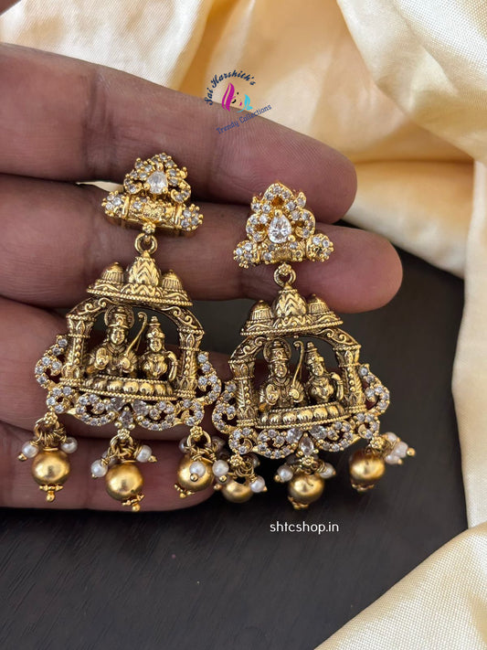 Matte Finish Ram Seetha Earrings with AD Stones - SHTC1274